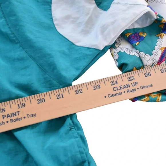 Vintage 80s Lavon Sport Full Zip Windbreaker Jacket Fish Nylon Teal Size Small - Picture 8 of 8